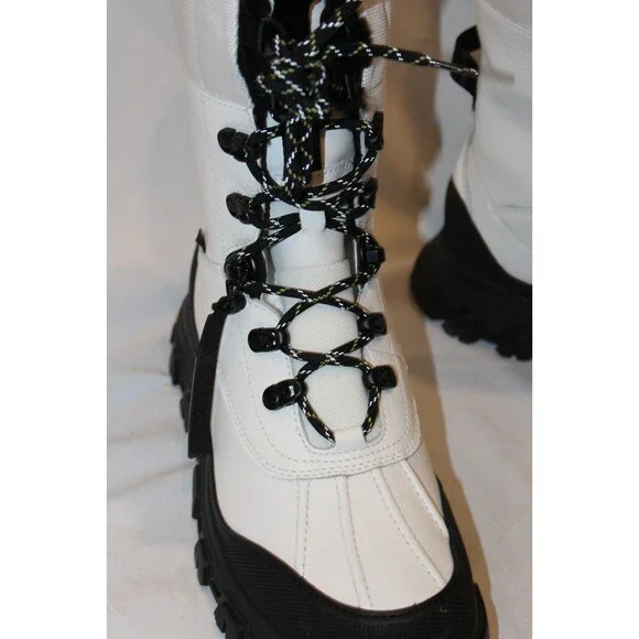 UGG Women's Adirondack Waterproof Tall Meridian Hiker Boots WHITE BLACK 9.5 NEW